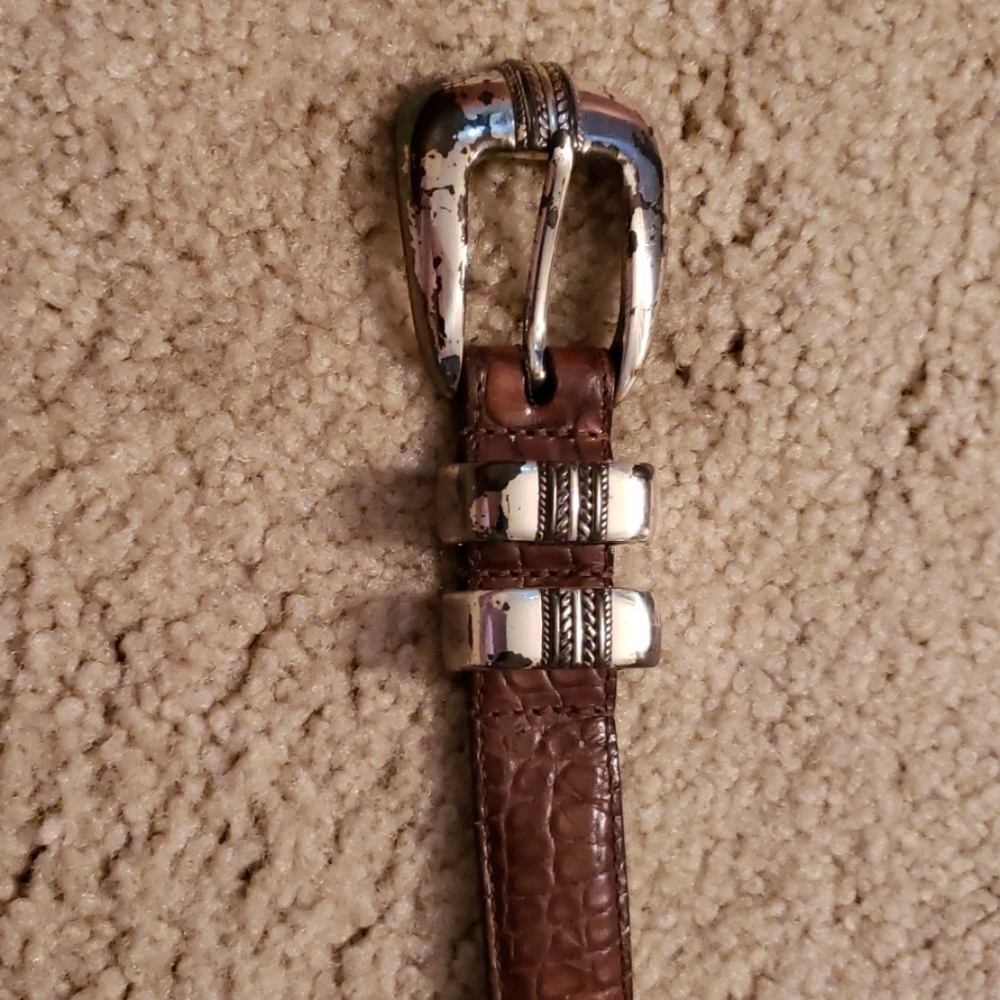 Mens Faux Crocodile Belt With Metal Accents